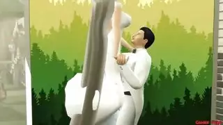 عاهرة في فستان زفاف تمارس الجنس مع المصور بينما الزوج المخدوع يشاهد